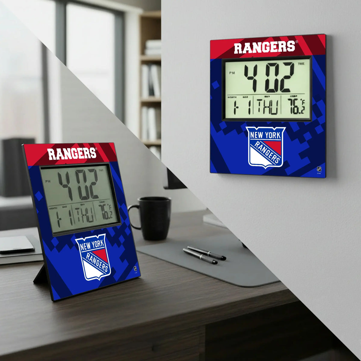 New York Rangers Color Block Wall Clock - Lifestyle