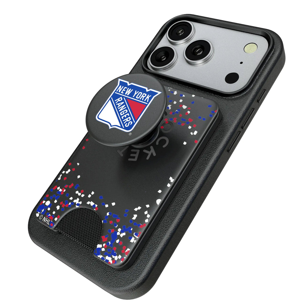 New York Rangers Confetti Popsockets Wallet Magnetic - Isometric View