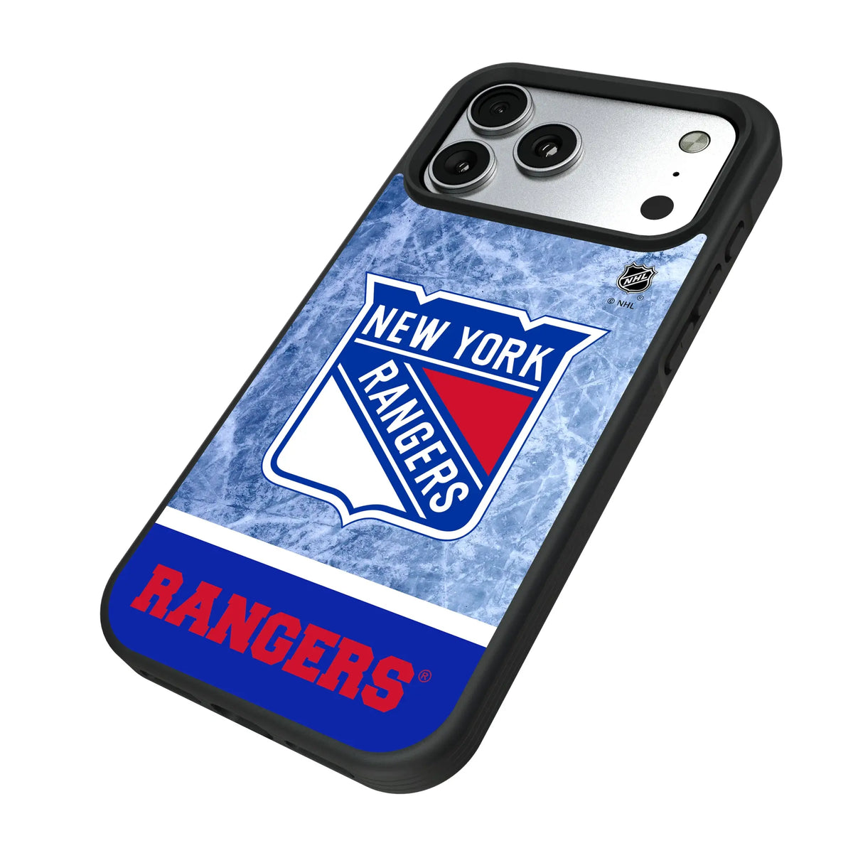 New York Rangers Ice Wordmark iPhone Bump Phone Case for Apple iPhone - Isometric View#Device_iPhone 17 Pro Max
