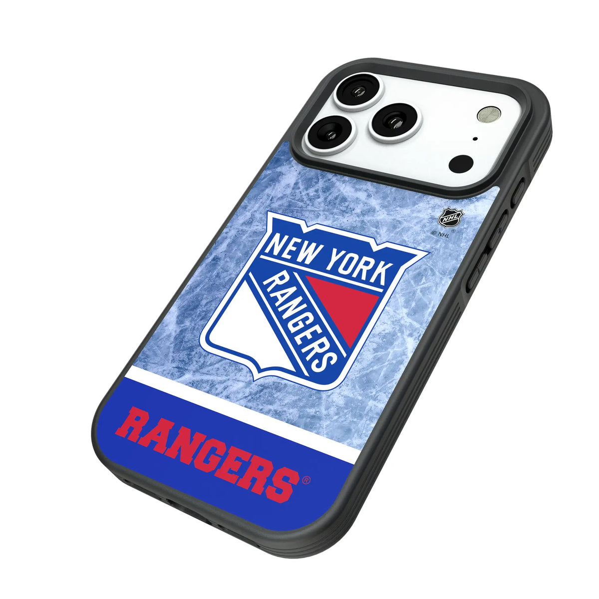 New York Rangers Ice Wordmark iPhone Bump Phone Case for Apple iPhone - Isometric View#Device_iPhone 18 Pro
