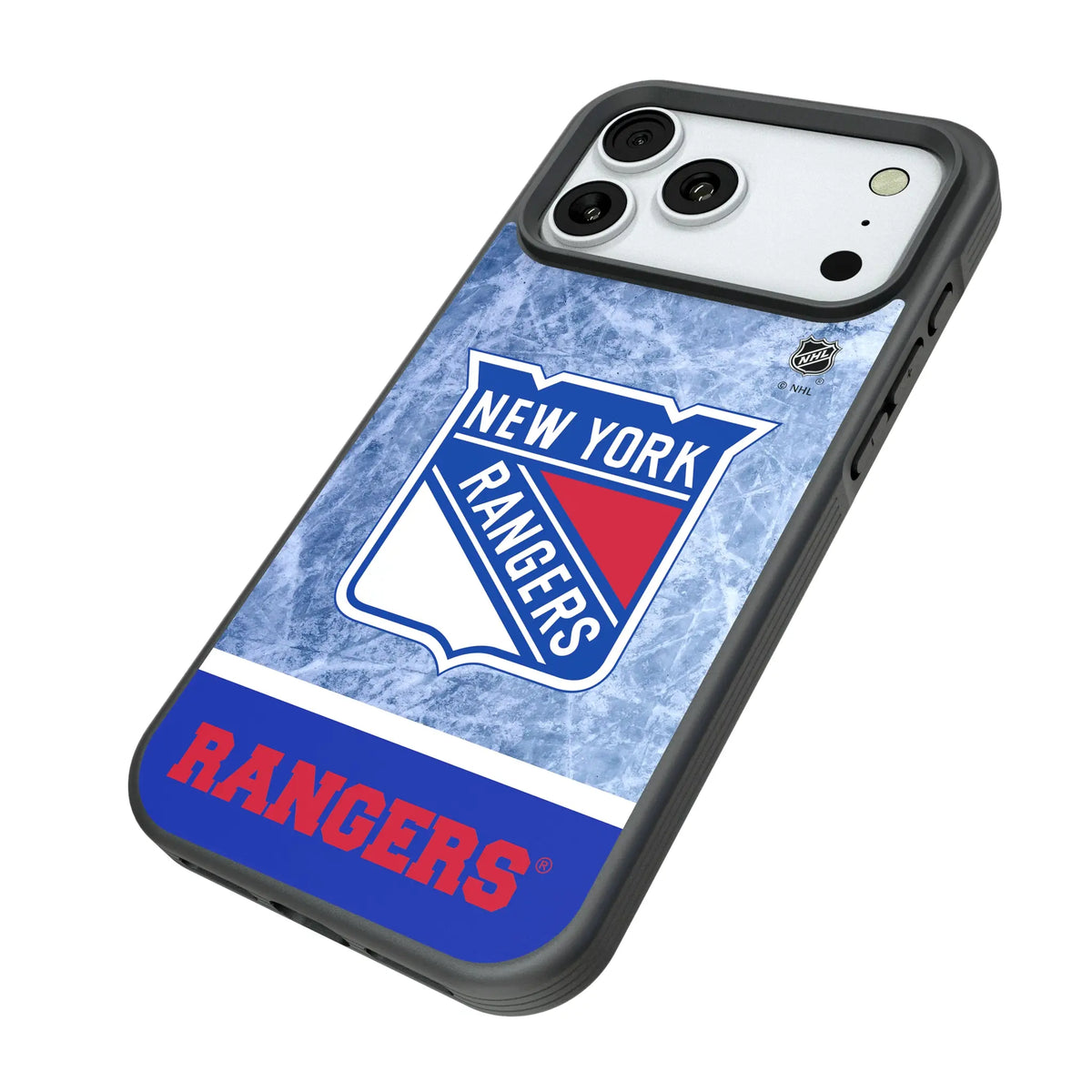 New York Rangers Ice Wordmark iPhone Bump Phone Case for Apple iPhone - Isometric View#Device_iPhone 18 Pro Max