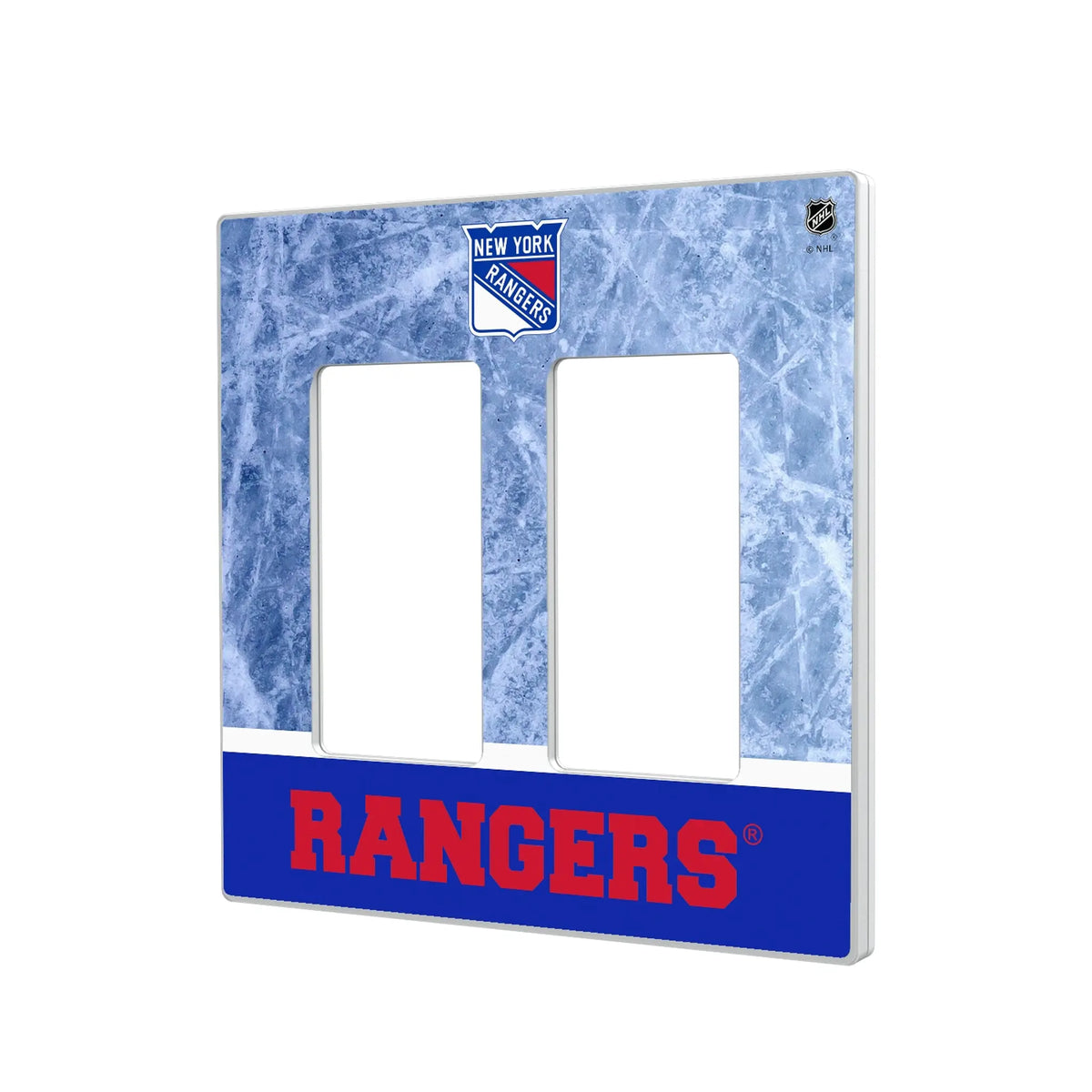 New York Rangers Ice Wordmark Hidden-Screw Light Switch Plate#Style_Double Rocker