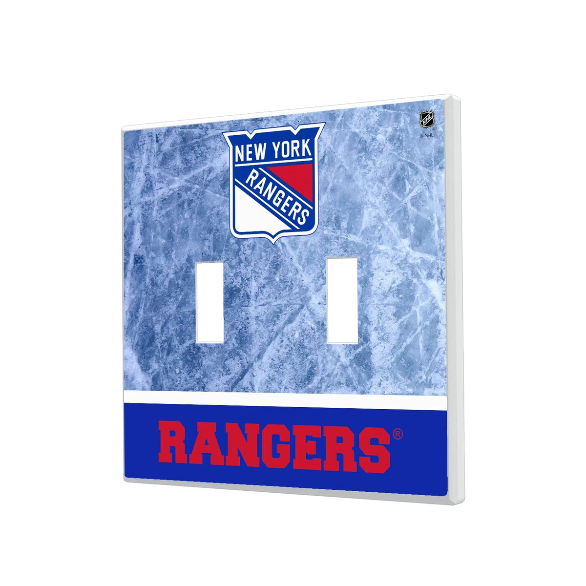New York Rangers Ice Wordmark Hidden-Screw Light Switch Plate#Style_Double Toggle