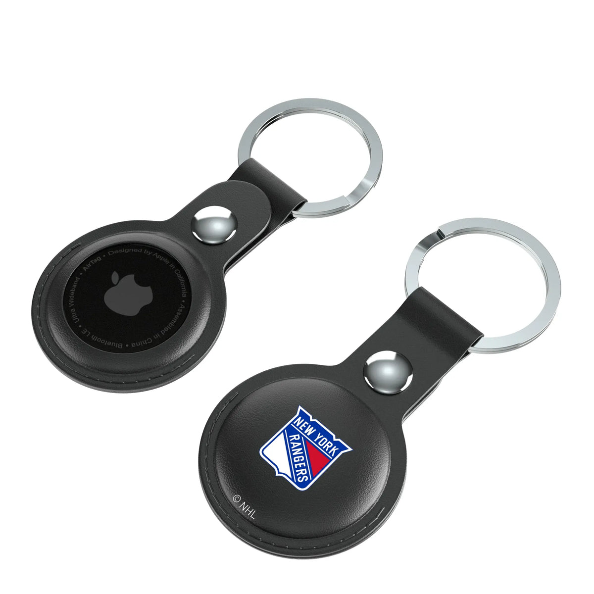 New York Rangers Insignia AirTag Black Airtag Holder 2-Pack - Isometric View