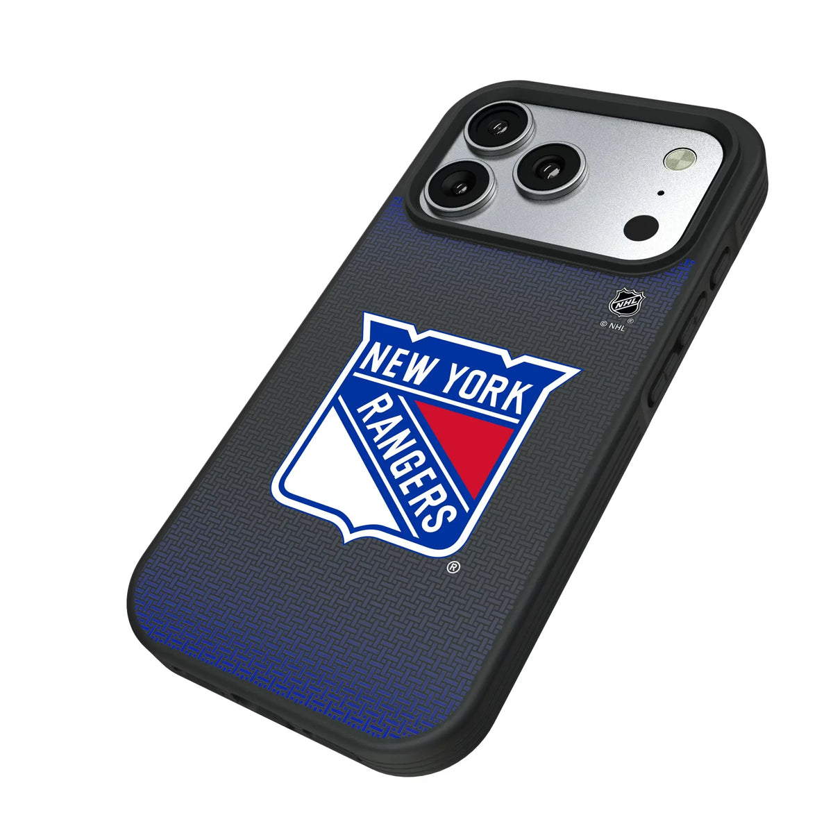 New York Rangers Linen iPhone Bump Phone Case for Apple iPhone - Isometric View#Device_iPhone 17 Pro