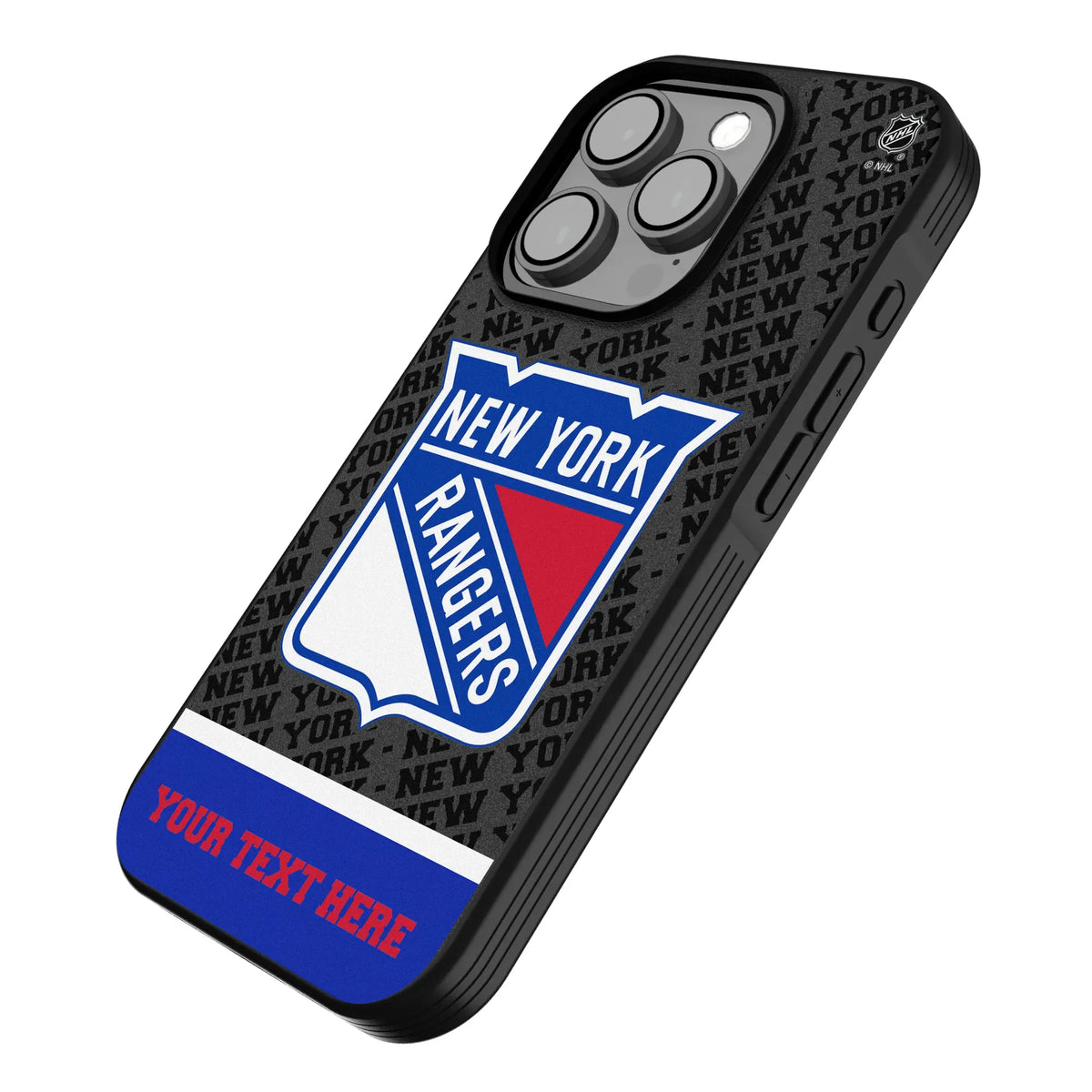 New York Rangers Personalized EndZone Plus iPhone Bump Phone Case for Apple iPhone - Isometric View