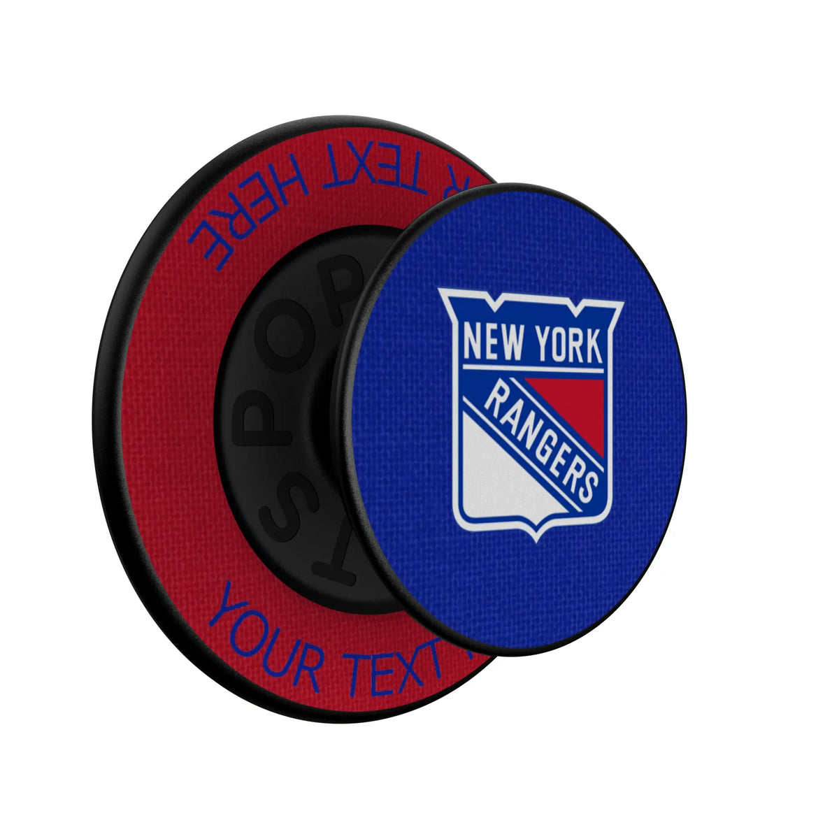 New York Rangers Personalized Endzone Solid Popsockets Round Magnetic - Isometric View