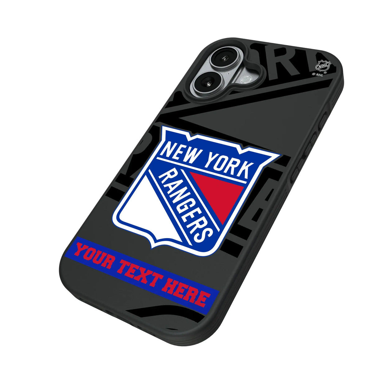 New York Rangers Personalized Tilt iPhone Bump Phone Case for Apple iPhone - Isometric View#Device_iPhone 17