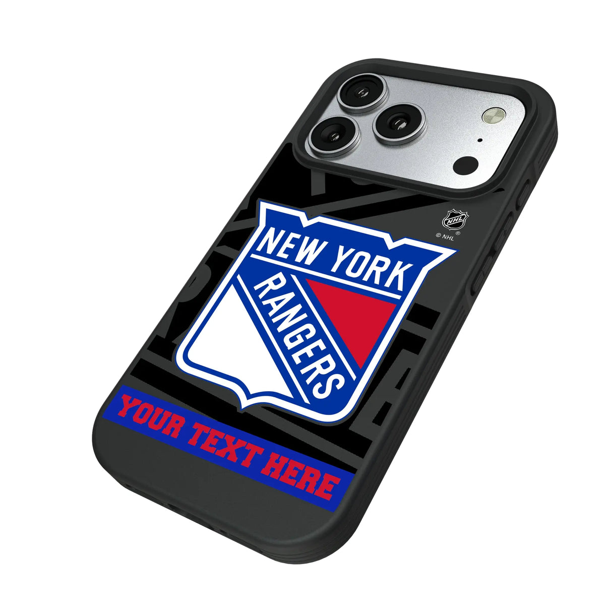 New York Rangers Personalized Tilt iPhone Bump Phone Case for Apple iPhone - Isometric View#Device_iPhone 17 Pro