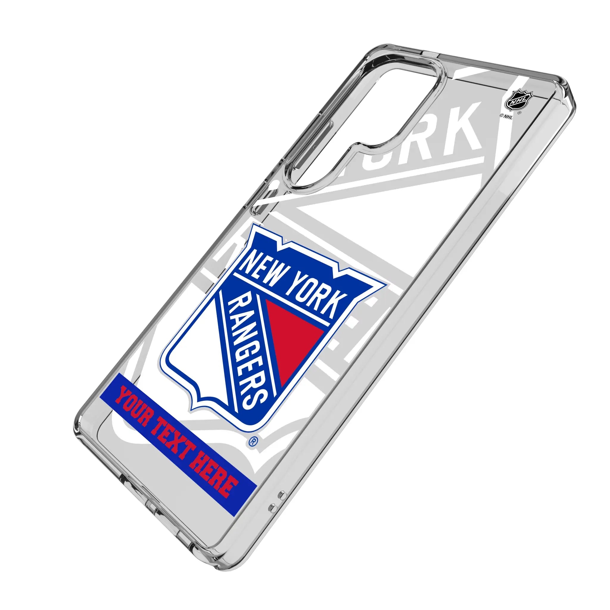 New York Rangers Personalized Tilt Galaxy Clear Phone Case for Samsung Galaxy - Isometric View#Device_Galaxy S25 Ultra
