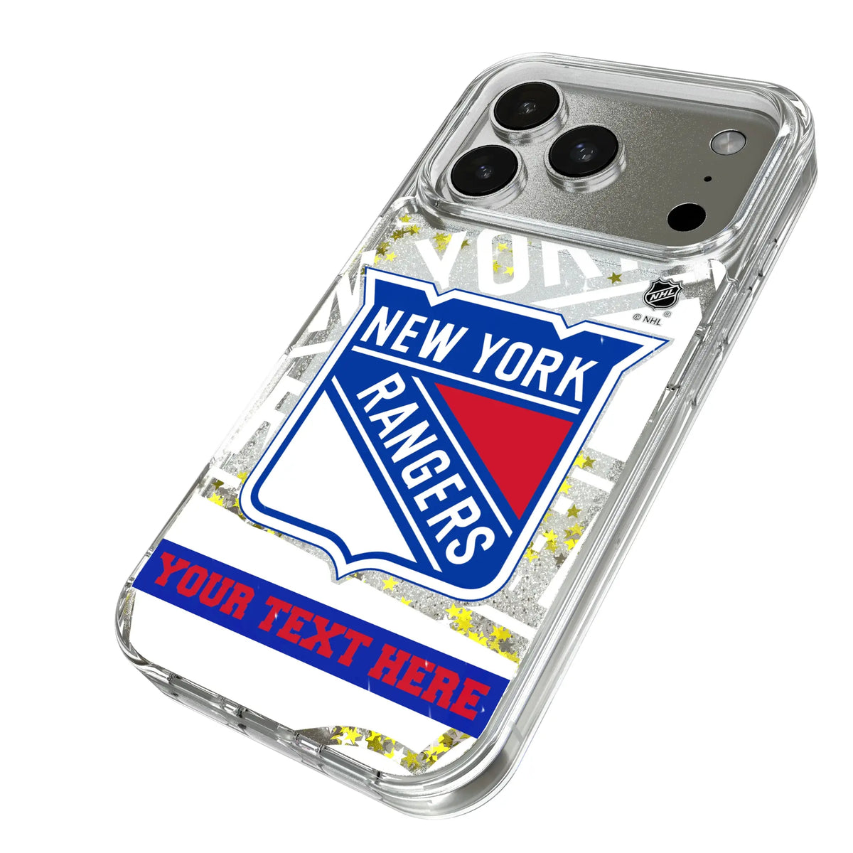 New York Rangers Personalized Tilt iPhone Glitter Phone Case for Apple iPhone - Isometric View#Device_iPhone 17 Pro