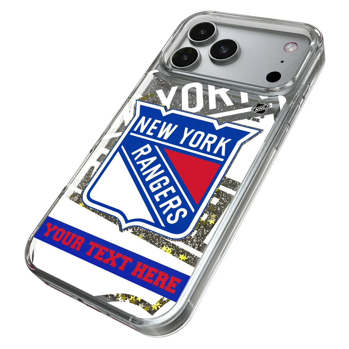 New York Rangers Personalized Tilt iPhone Glitter Phone Case for Apple iPhone - Isometric View#Device_iPhone 17 Pro Max