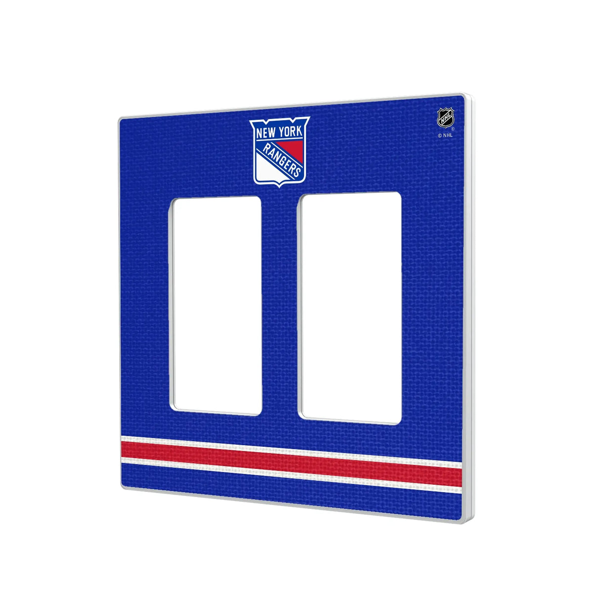 New York Rangers Stripe Hidden-Screw Light Switch Plate#Style_Double Rocker