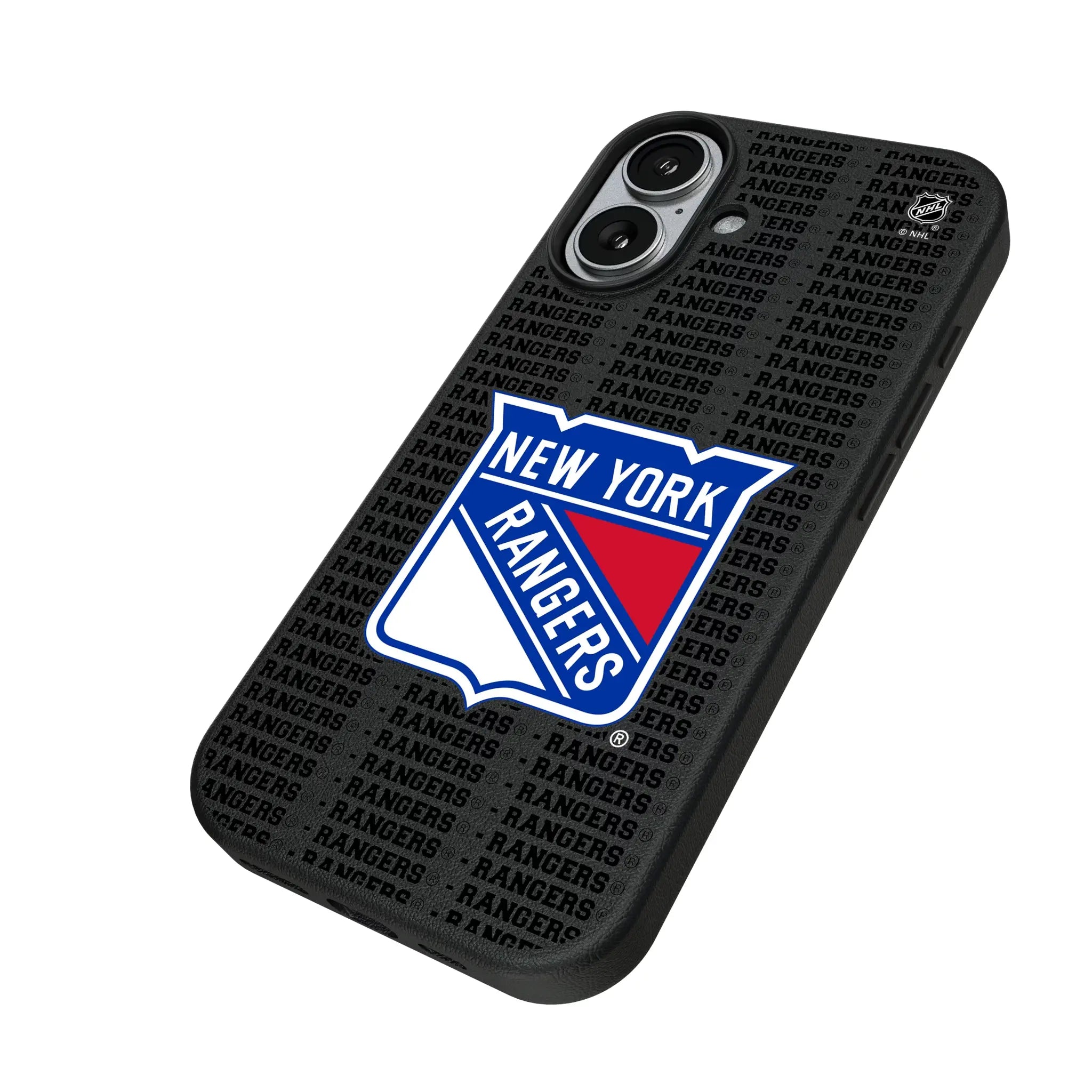 New York Rangers Text Backdrop iPhone MagSafe Compatible Phone Case for Apple iPhone - Isometric View#Device_iPhone 17