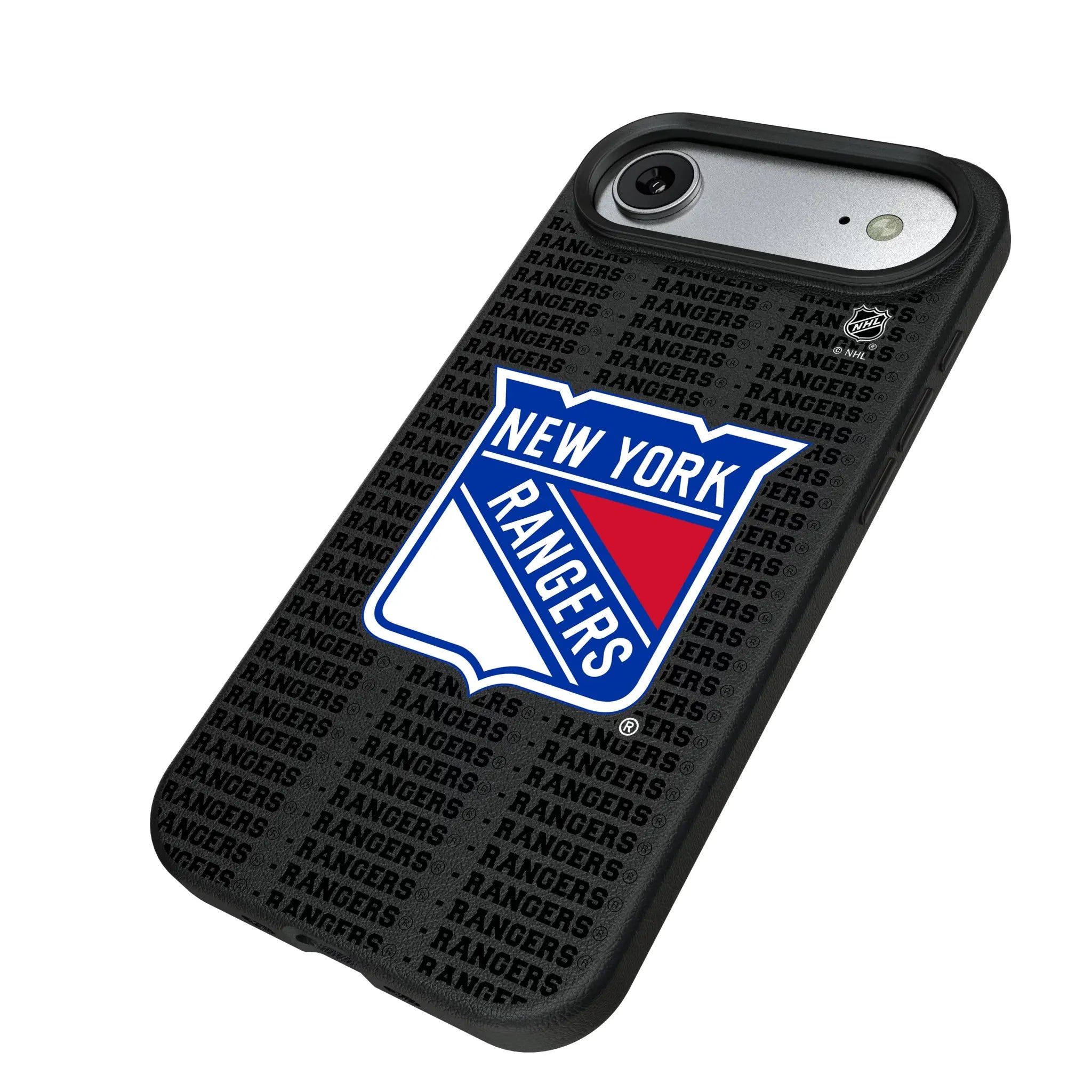New York Rangers Text Backdrop iPhone MagSafe Compatible Phone Case for Apple iPhone - Isometric View#Device_iPhone Air