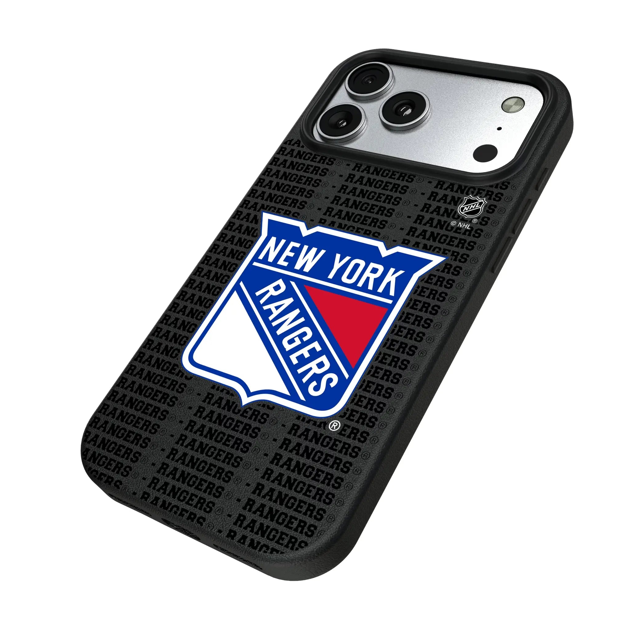 New York Rangers Text Backdrop iPhone MagSafe Compatible Phone Case for Apple iPhone - Isometric View#Device_iPhone 17 Pro Max