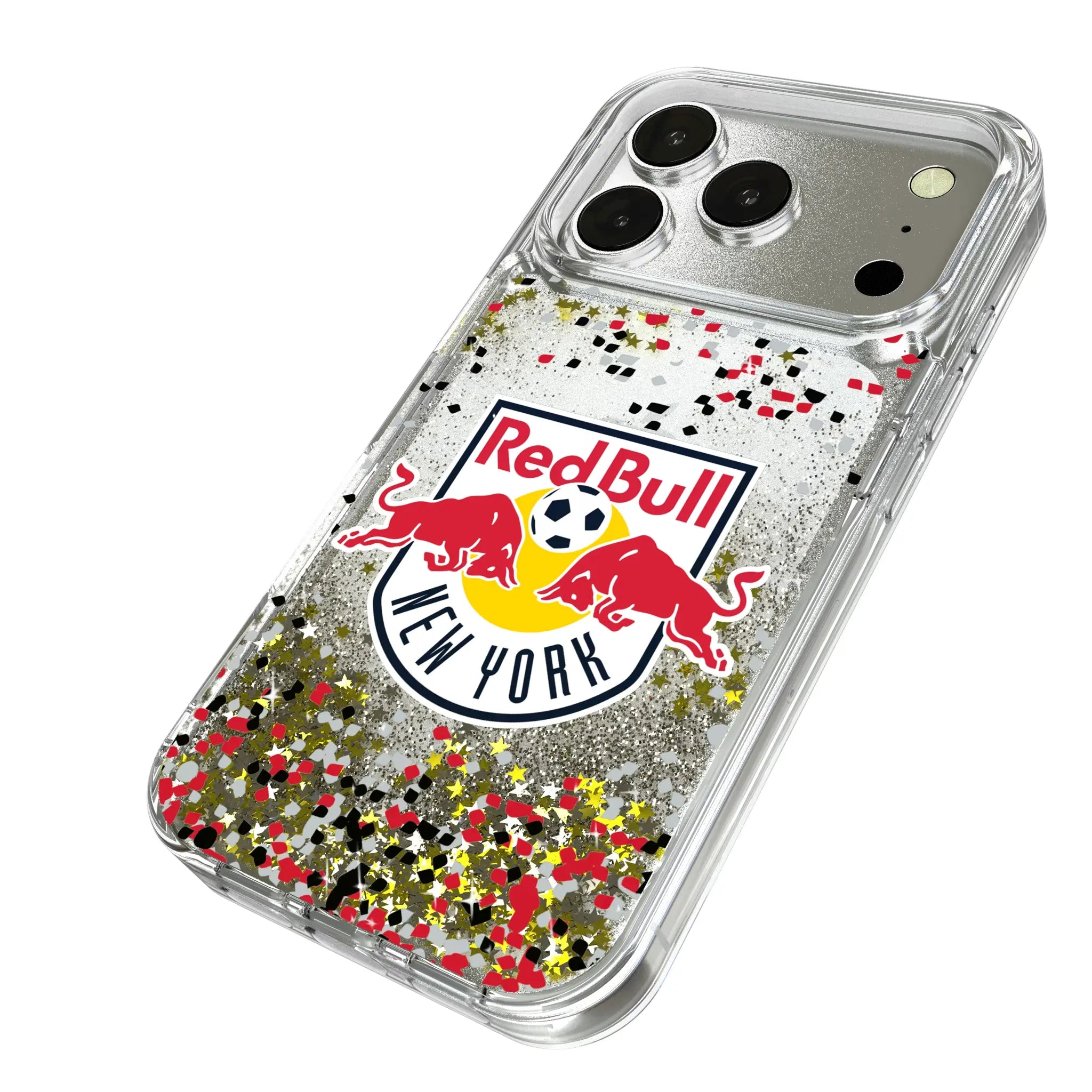 New York Red Bulls Confetti iPhone Glitter Phone Case for Apple iPhone - Isometric View