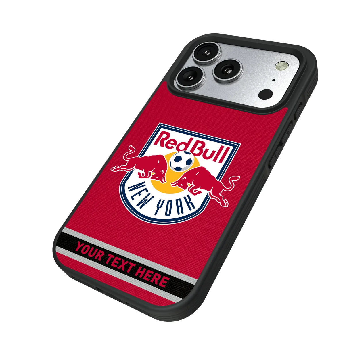 New York Red Bulls Personalized Stripe iPhone Bump Phone Case for Apple iPhone - Isometric View#Device_iPhone 17 Pro