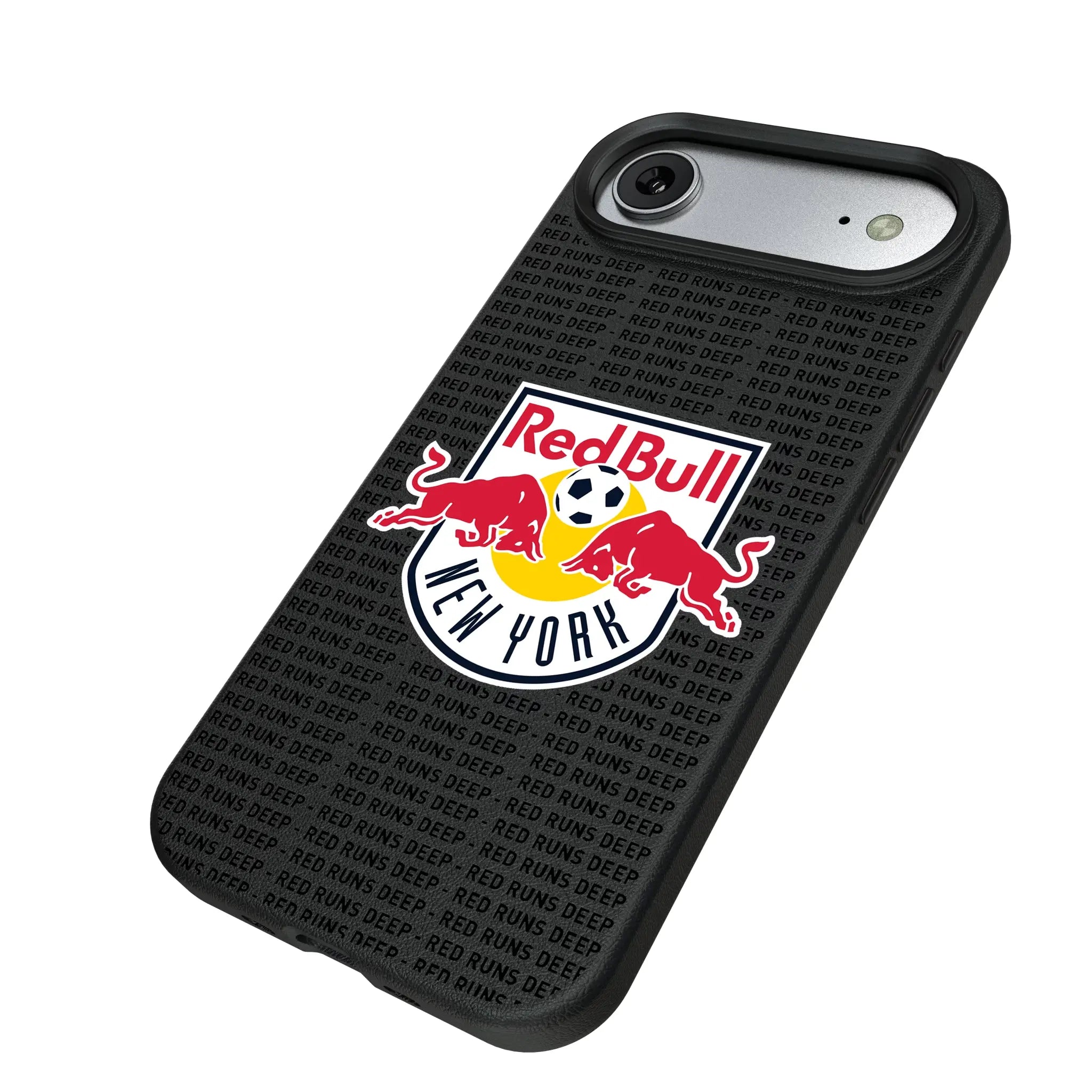 New York Red Bulls Text Backdrop iPhone MagSafe Compatible Phone Case for Apple iPhone - Isometric View#Device_iPhone Air