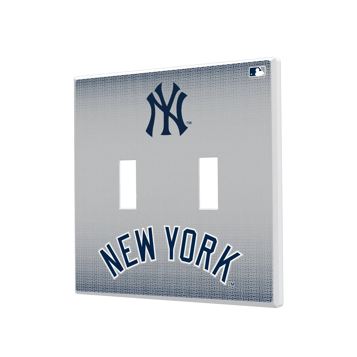New York Yankees Linen Hidden-Screw Light Switch Plate#Style_Double Toggle