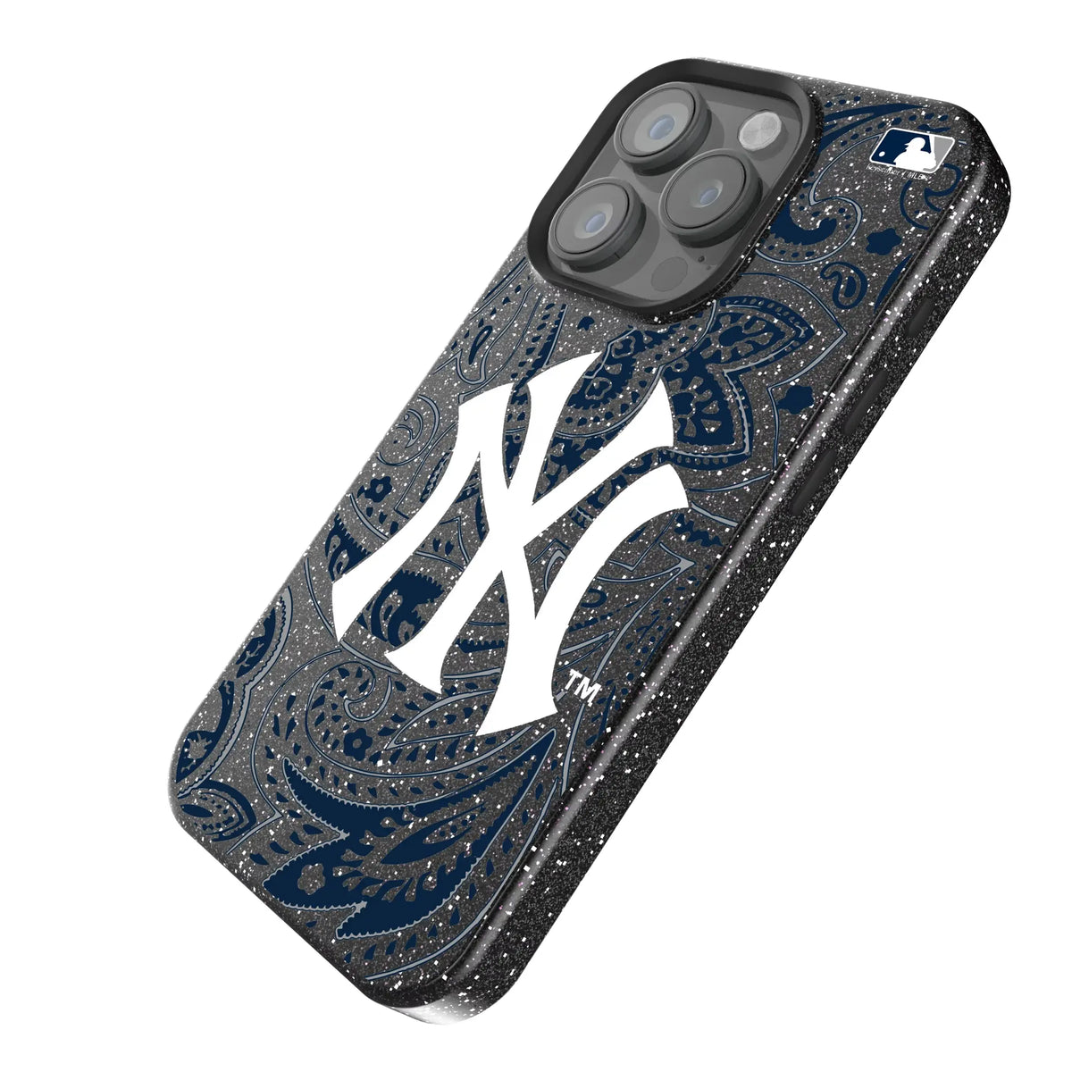New York Yankees Paisley iPhone Bling Phone Case for Apple iPhone - Isometric View