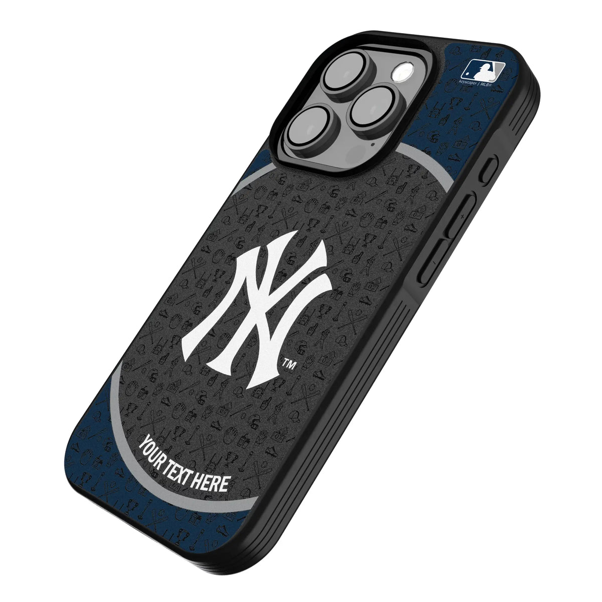 New York Yankees Personalized Circle iPhone Bump Phone Case for Apple iPhone - Isometric View