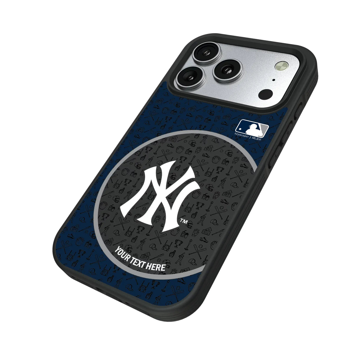 New York Yankees Personalized Circle iPhone Bump Phone Case for Apple iPhone - Isometric View#Device_iPhone 17 Pro