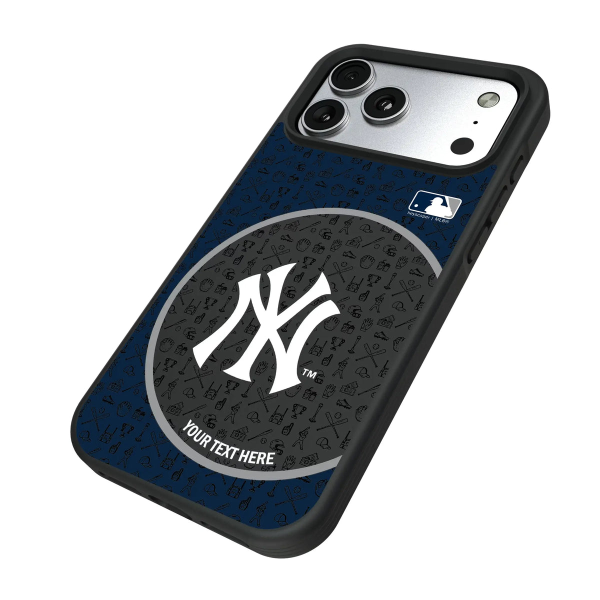 New York Yankees Personalized Circle iPhone Bump Phone Case for Apple iPhone - Isometric View#Device_iPhone 17 Pro Max