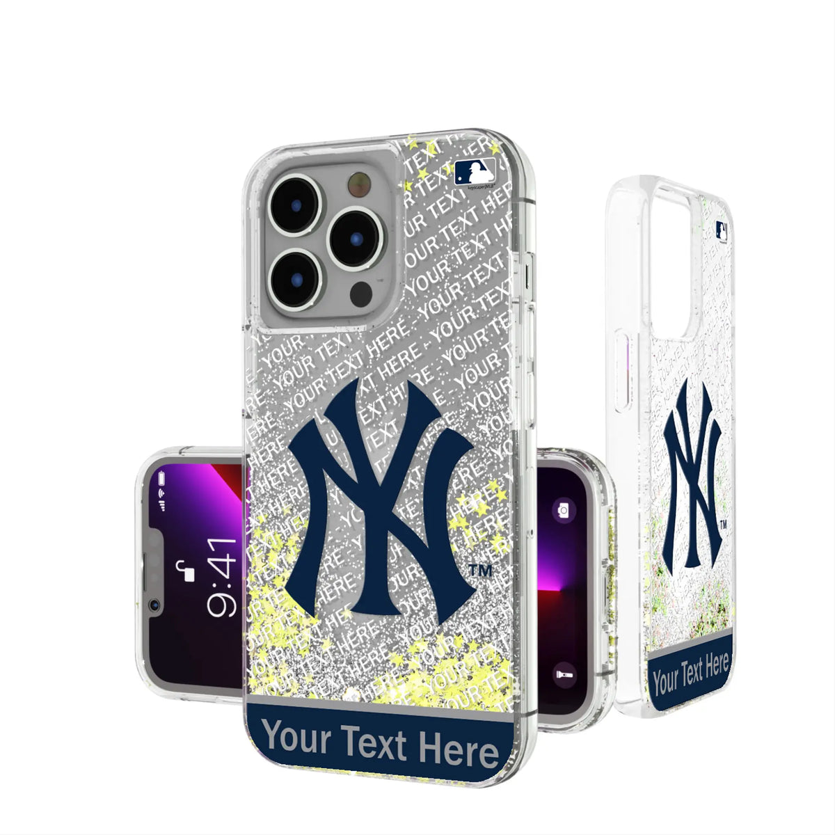New York Yankees Personalized EndZone Plus Glitter Phone Case for Apple iPhone
