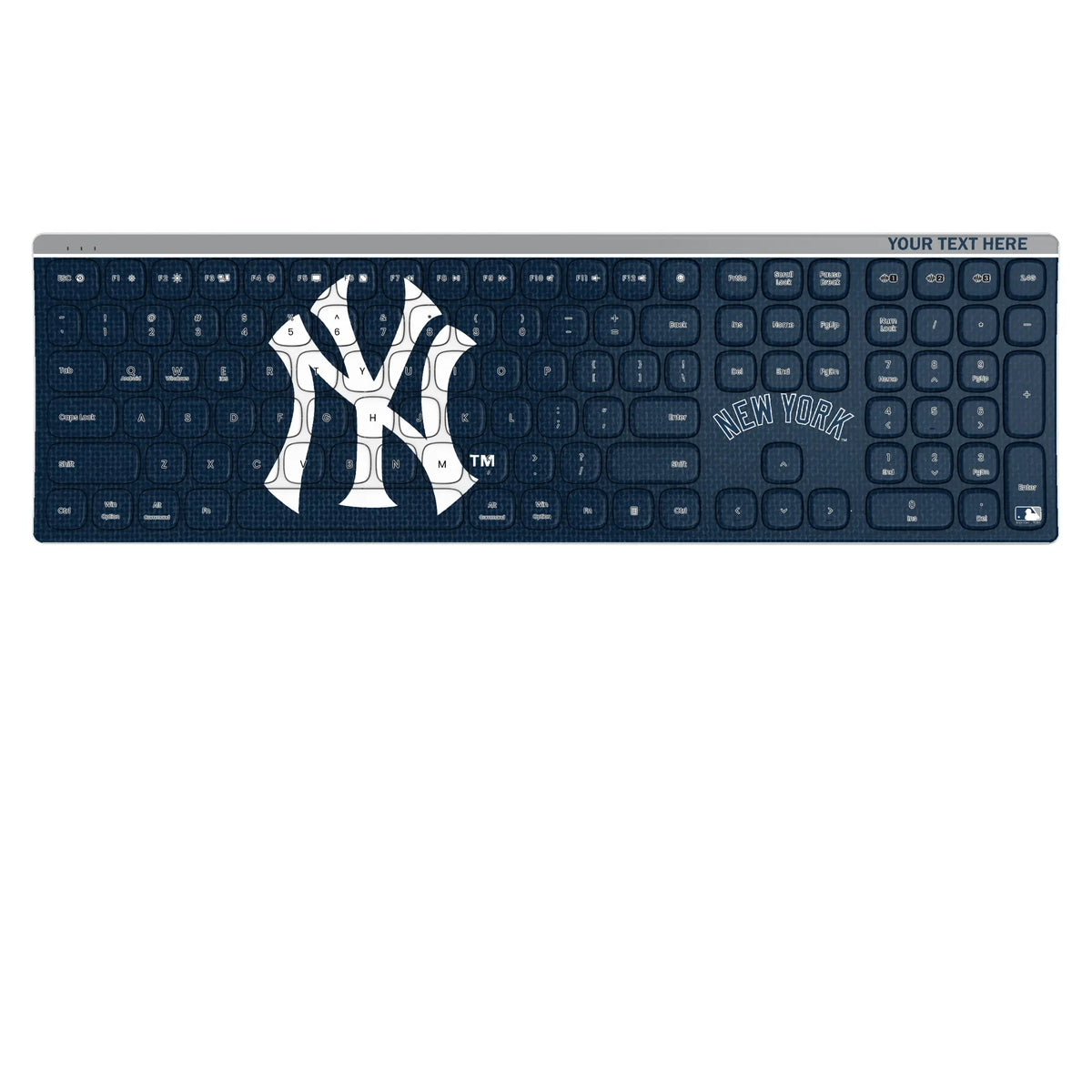 New York Yankees Personalized Endzone Solid KKB605 Curved Wireless Keyboard