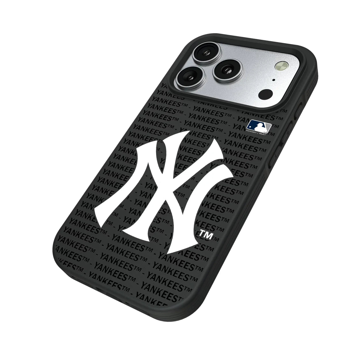 New York Yankees Text Backdrop iPhone Bump Phone Case for Apple iPhone - Isometric View#Device_iPhone 17 Pro