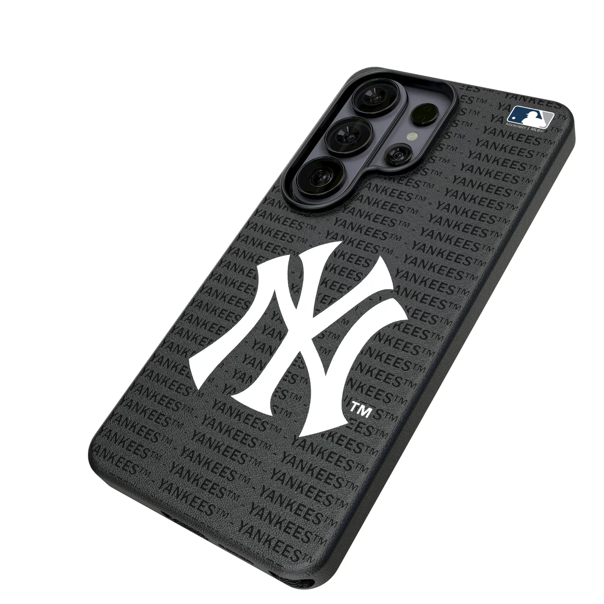 New York Yankees Text Backdrop Galaxy MagSafe Compatible Phone Case for Samsung Galaxy - Isometric View#Device_Galaxy S26 Ultra