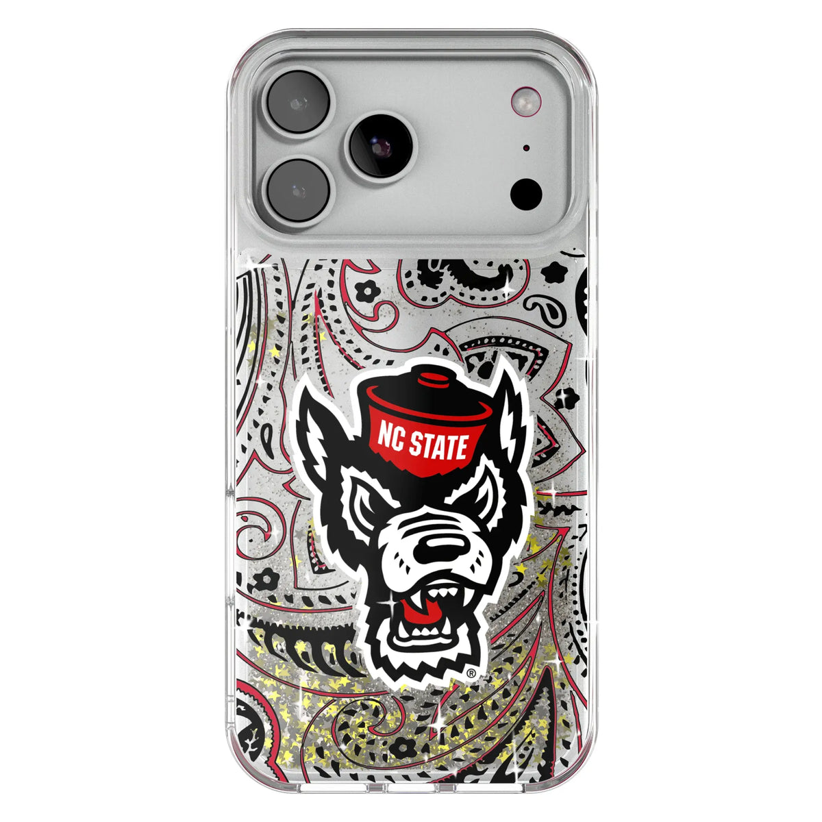 North Carolina State University Wolfpack Paisley Glitter Phone Case for Apple iPhone