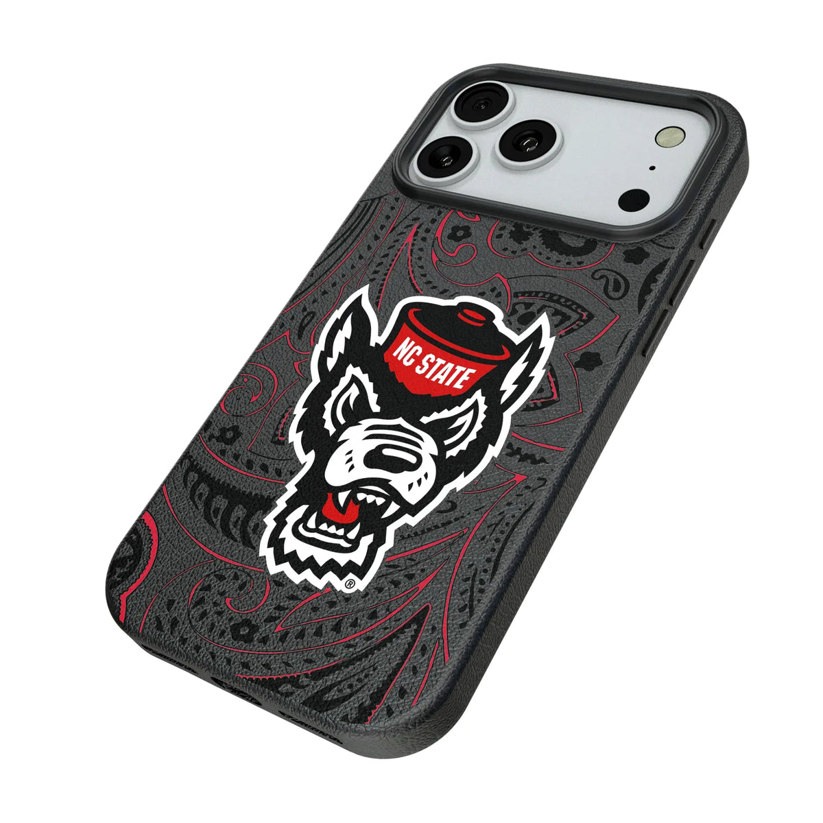 North Carolina State University Wolfpack Paisley iPhone MagSafe Compatible Phone Case for Apple iPhone - Isometric View#Device_iPhone 18 Pro Max