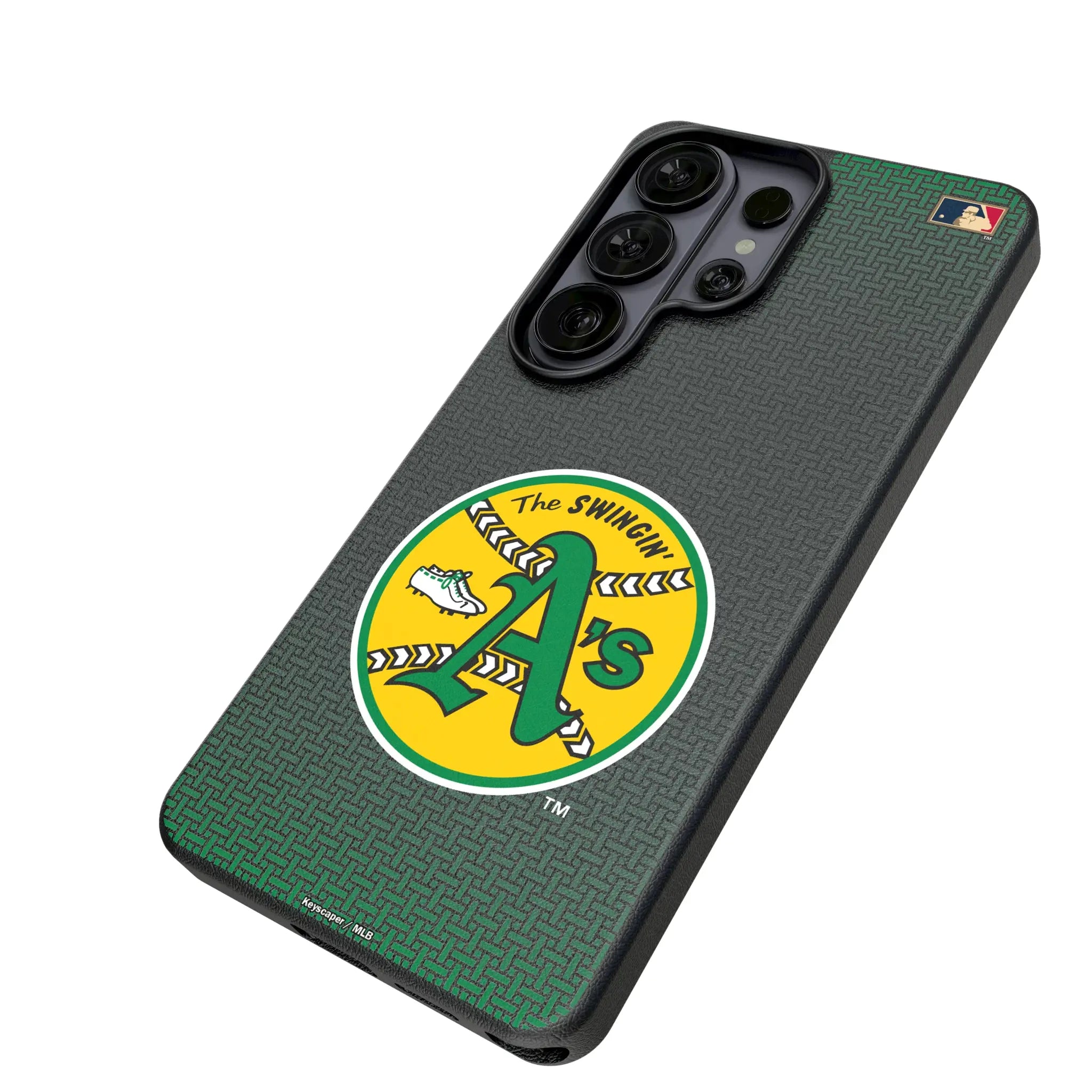 Oakland As 1971-1981 - Cooperstown Collection Linen Galaxy MagSafe Compatible Phone Case for Samsung Galaxy - Isometric View#Device_Galaxy S26 Ultra