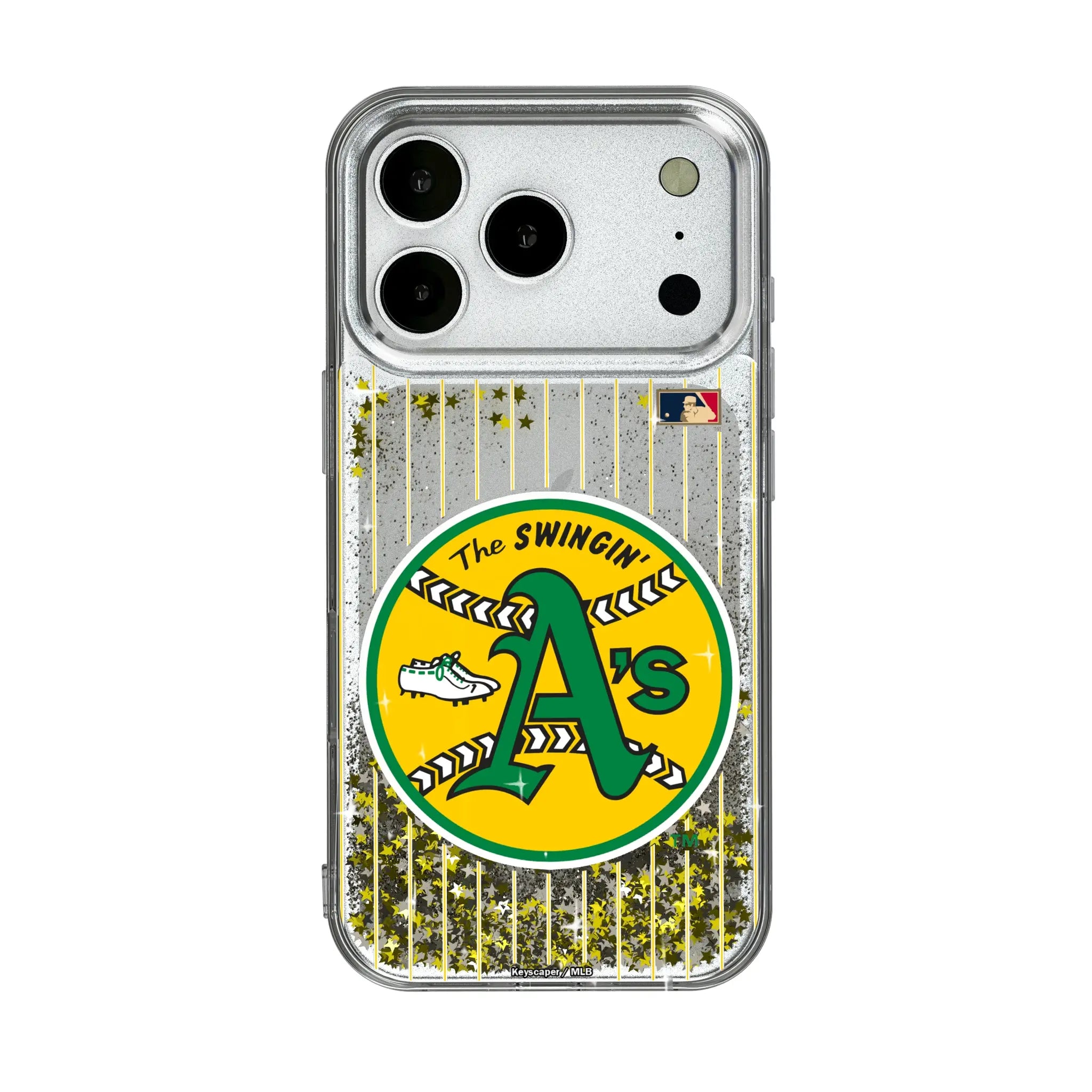 Oakland As 1971-1981 - Cooperstown Collection Pinstripe iPhone Glitter Phone Case for Apple iPhone