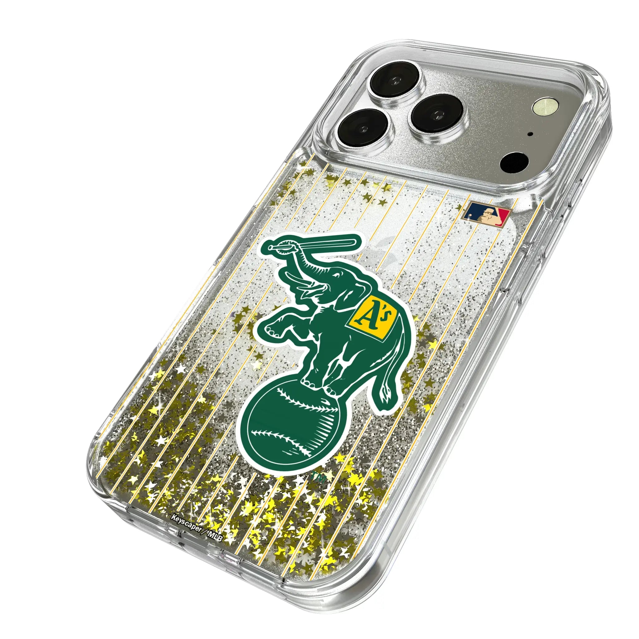 Oakland As Home 1988 - Cooperstown Collection Pinstripe iPhone Glitter Phone Case for Apple iPhone - Isometric View