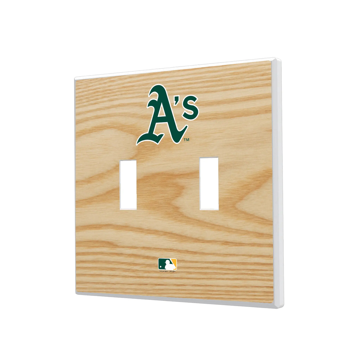 Oakland Athletics Baseball Bat Hidden-Screw Light Switch Plate#Style_Double Toggle