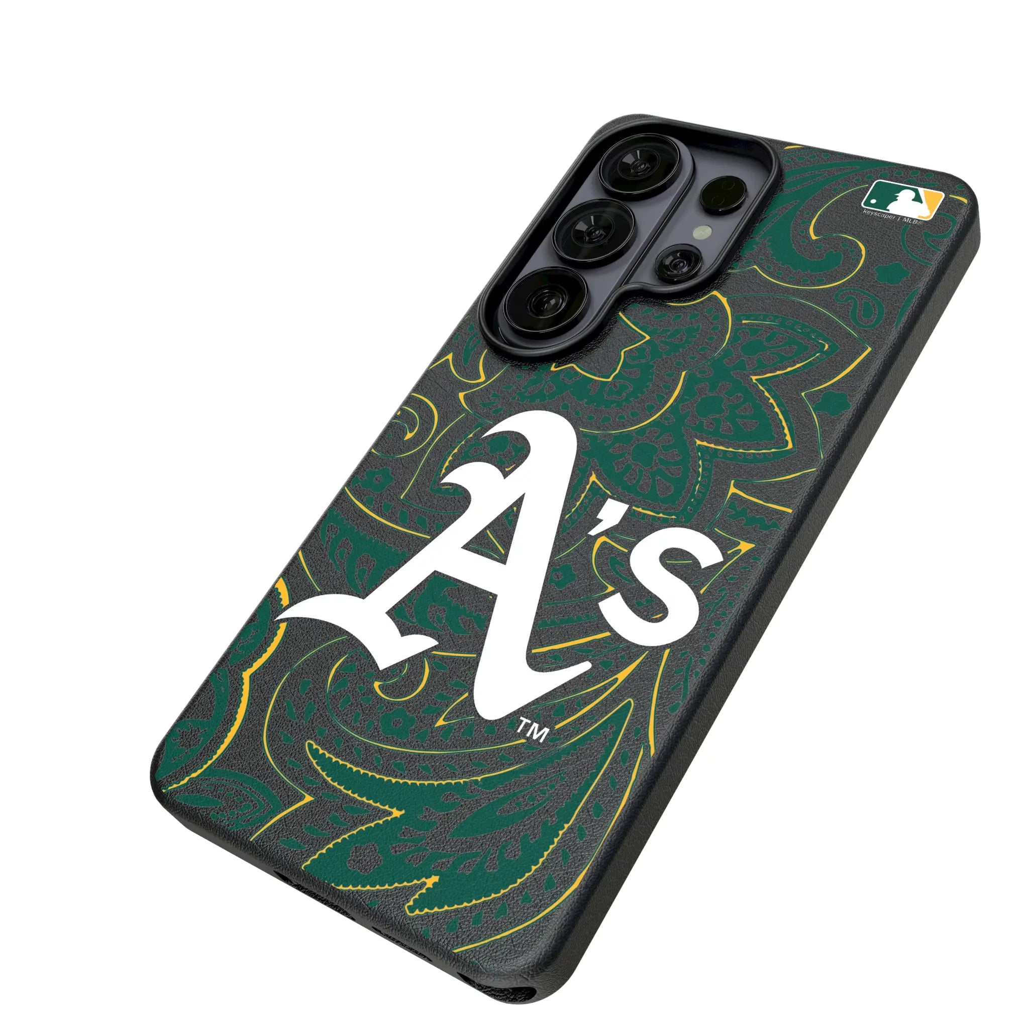 Oakland Athletics Paisley Galaxy MagSafe Compatible Phone Case for Samsung Galaxy - Isometric View#Device_Galaxy S26 Ultra