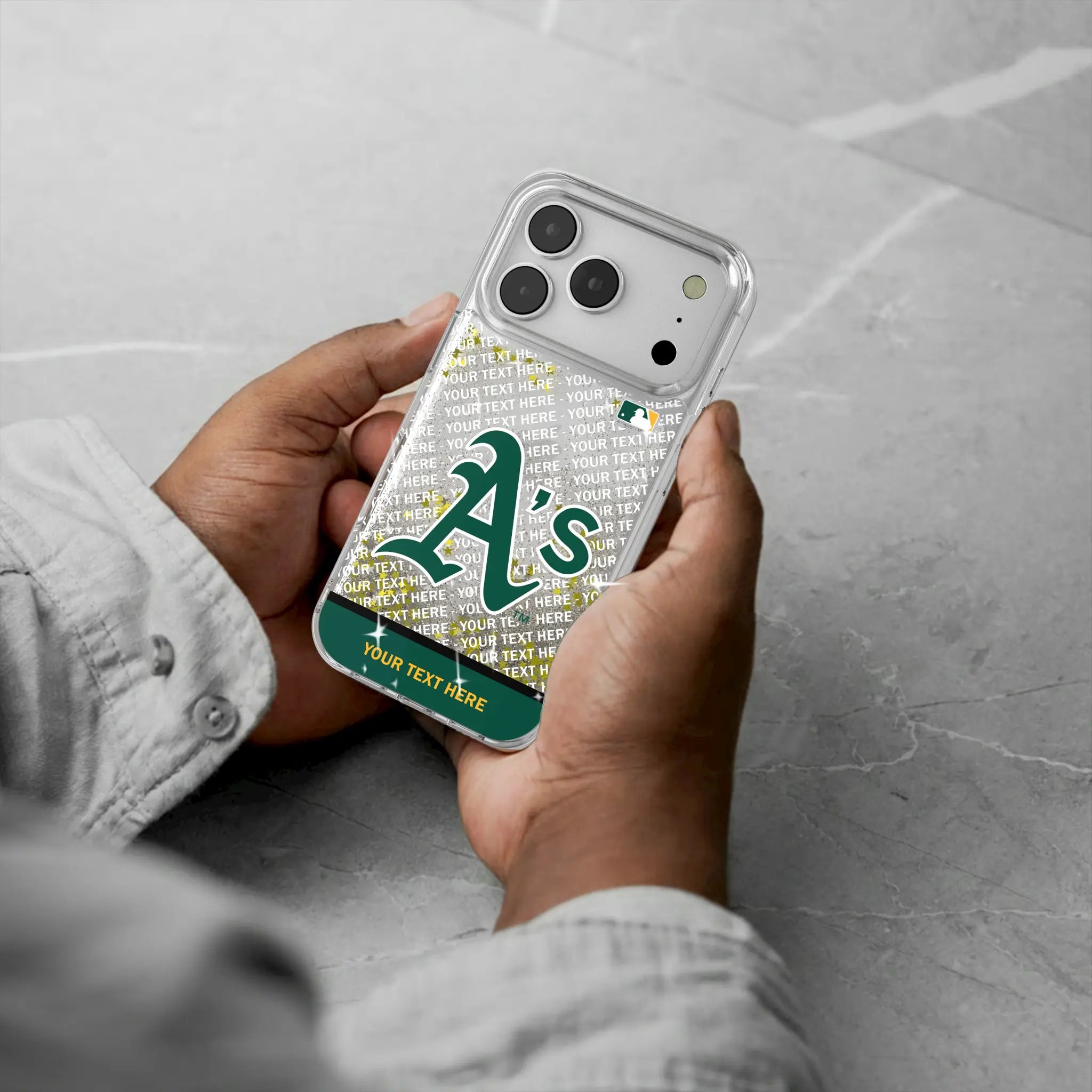 Oakland Athletics Personalized EndZone Plus iPhone Glitter Phone Case for Apple iPhone - Lifestyle#Device_iPhone 17 Pro