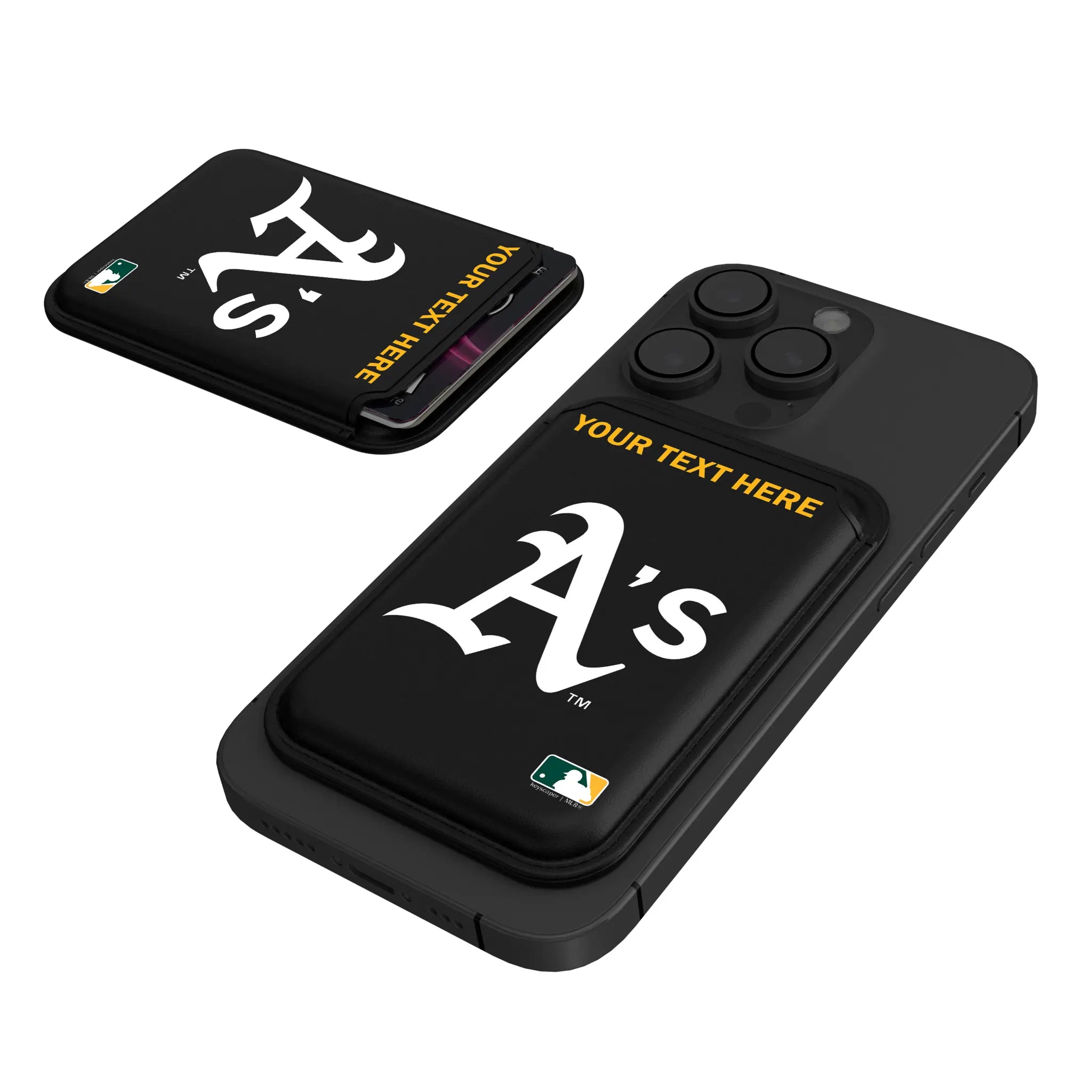 Oakland Athletics Personalized Insignia Black Magnetic Credit Card Wallet
