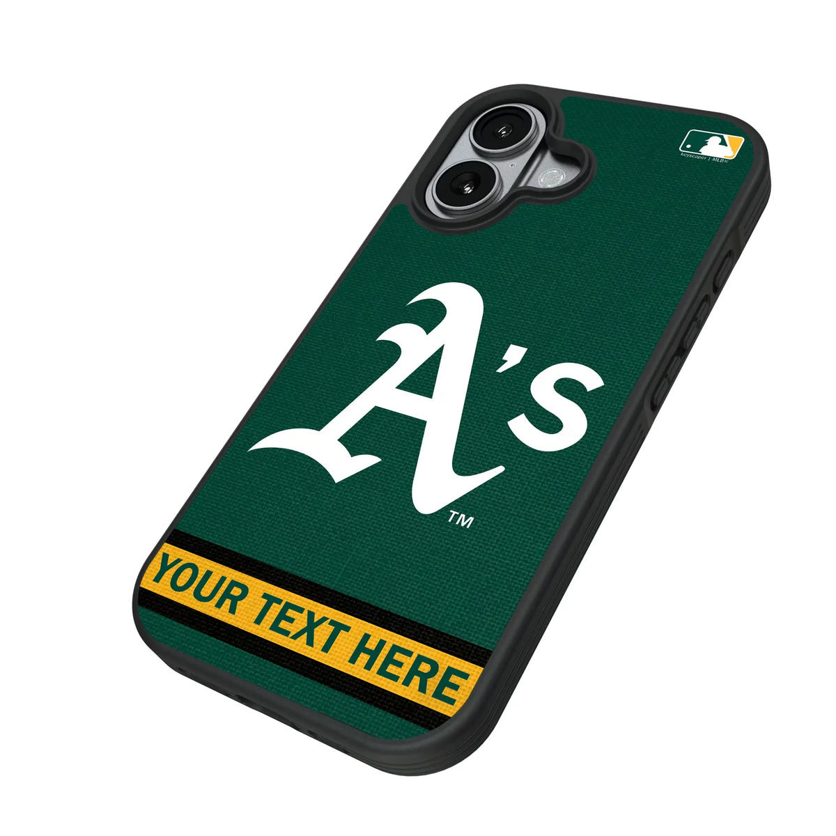 Oakland Athletics Personalized Stripe iPhone Bump Phone Case for Apple iPhone - Isometric View#Device_iPhone 17