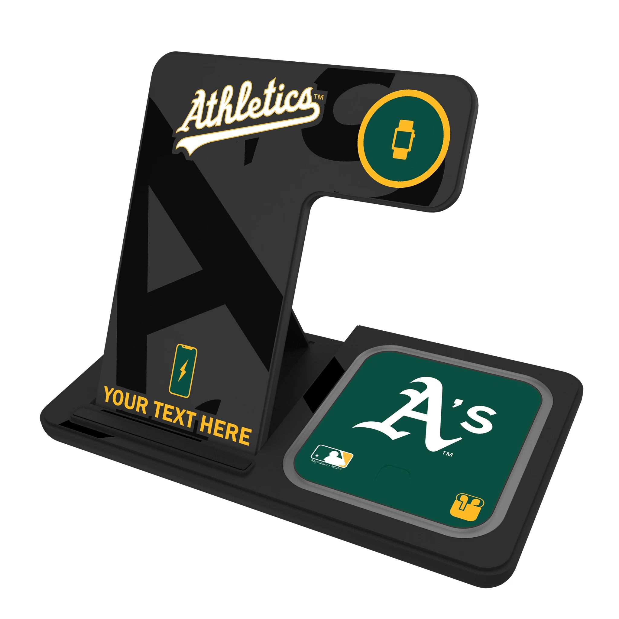 Oakland Athletics Personalized Tilt 3 in 1 Charging Station