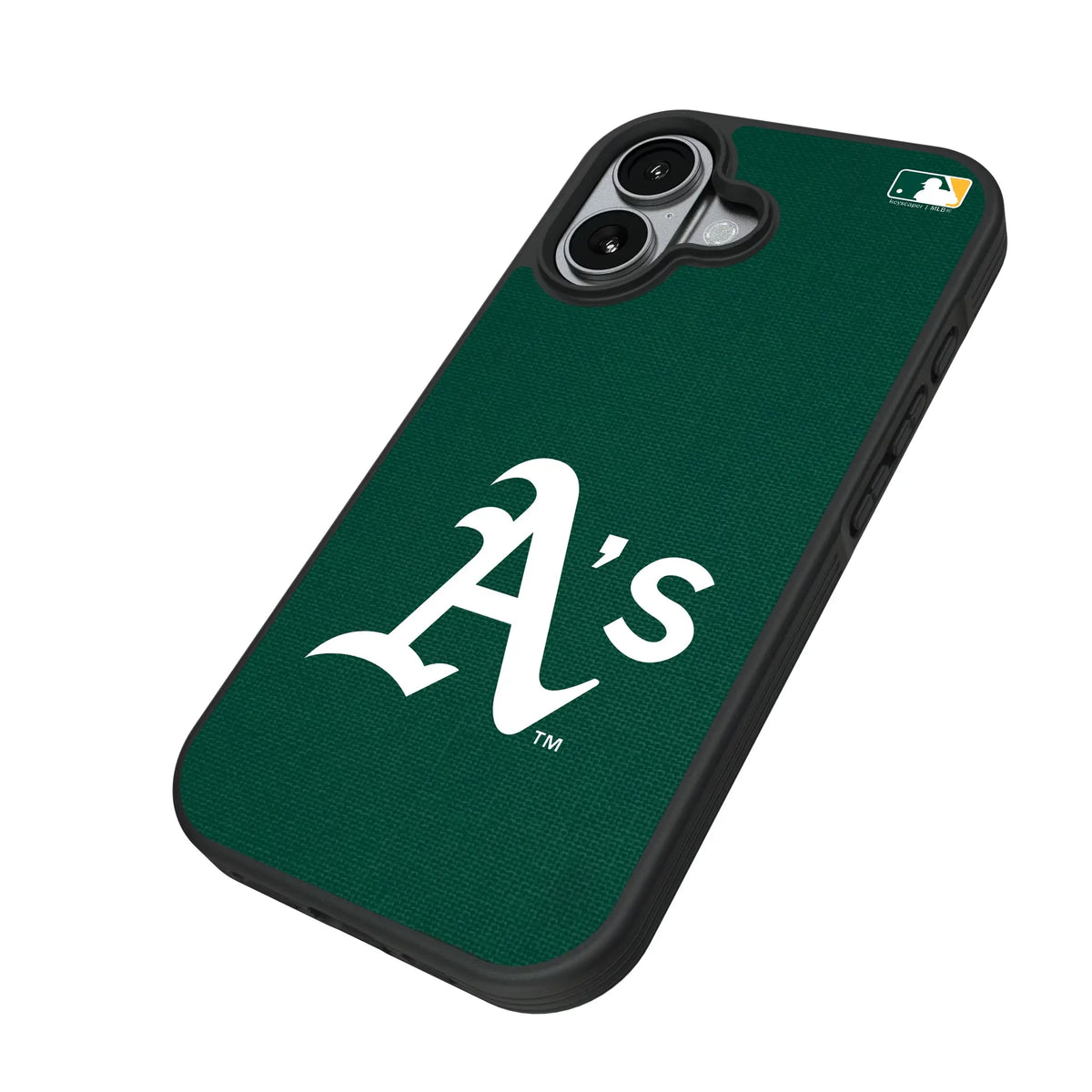 Oakland Athletics Solid iPhone Bump Phone Case for Apple iPhone - Isometric View#Device_iPhone 17