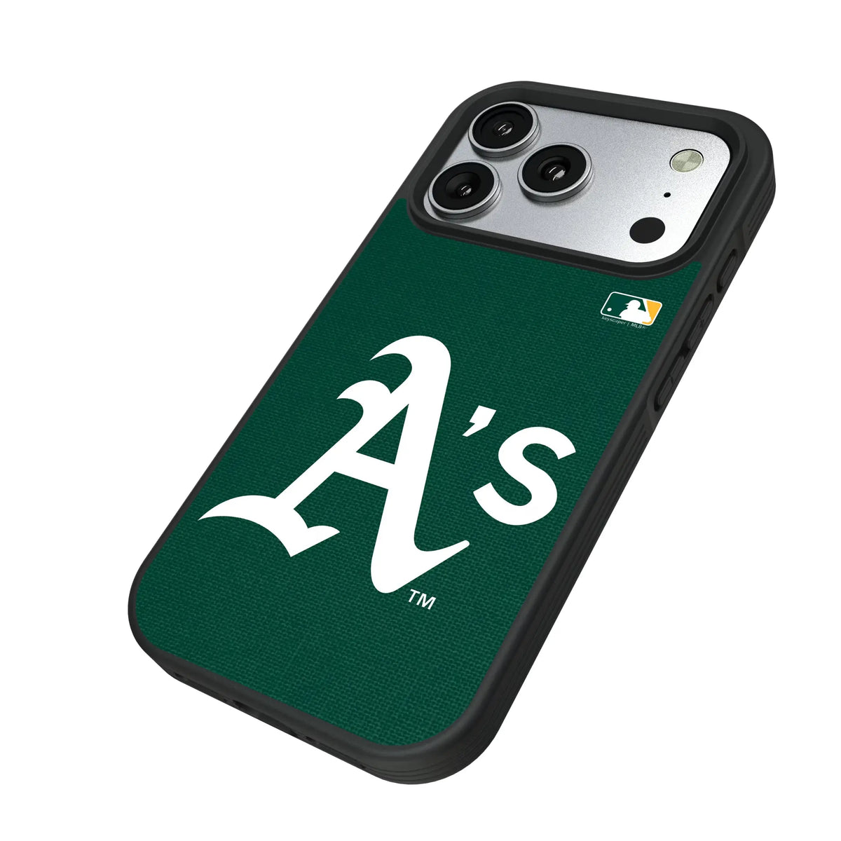 Oakland Athletics Solid iPhone Bump Phone Case for Apple iPhone - Isometric View#Device_iPhone 17 Pro