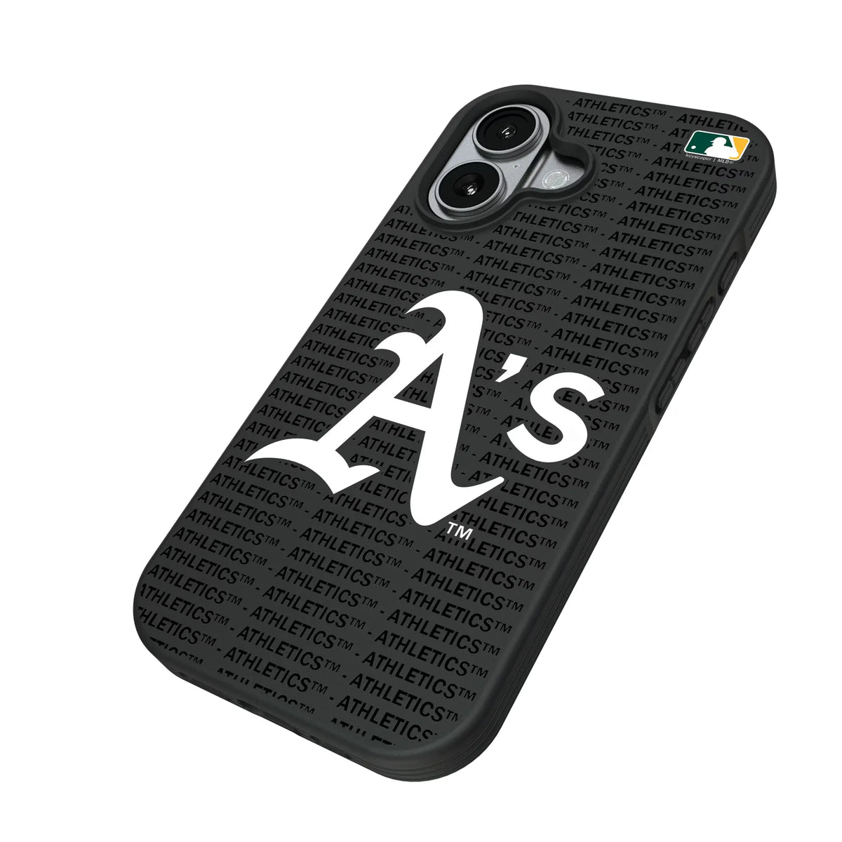 Oakland Athletics Text Backdrop iPhone Bump Phone Case for Apple iPhone - Isometric View#Device_iPhone 17