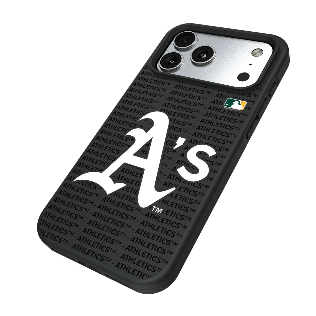 Oakland Athletics Text Backdrop iPhone Bump Phone Case for Apple iPhone - Isometric View#Device_iPhone 17 Pro Max