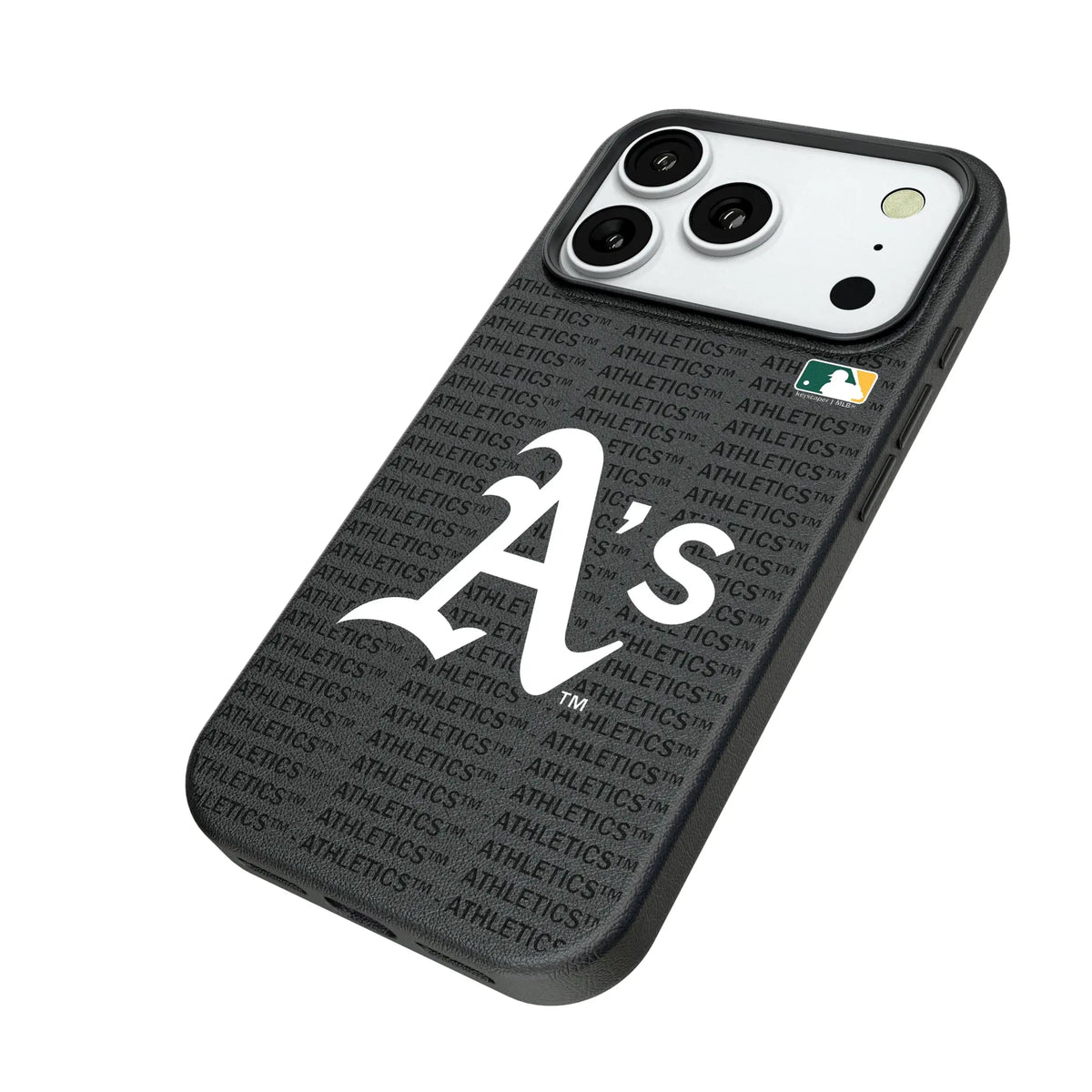Oakland Athletics Text Backdrop iPhone MagSafe Compatible Phone Case for Apple iPhone - Isometric View#Device_iPhone 18 Pro