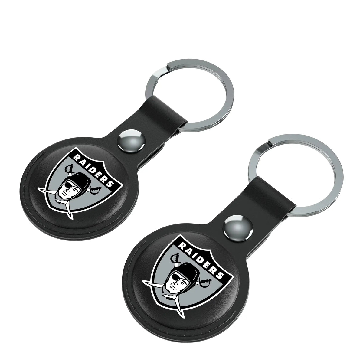 Oakland Raiders 1963 Historic Collection Insignia AirTag Black Airtag Holder 2-Pack - Isometric View
