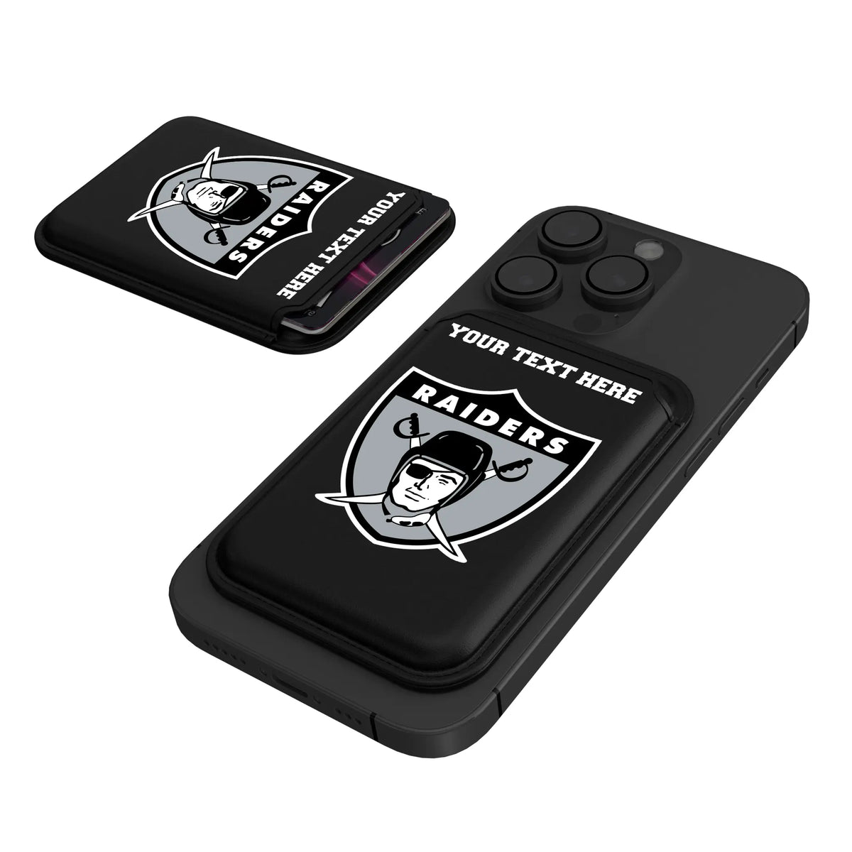 Oakland Raiders 1963 Historic Collection Personalized Insignia Black Magnetic Credit Card Wallet